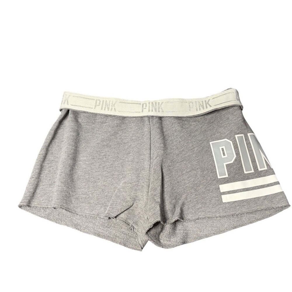 VTG Y2K Pink Victoria’s Secret Women XS Gray White Logo Waistband  Shorts Lounge